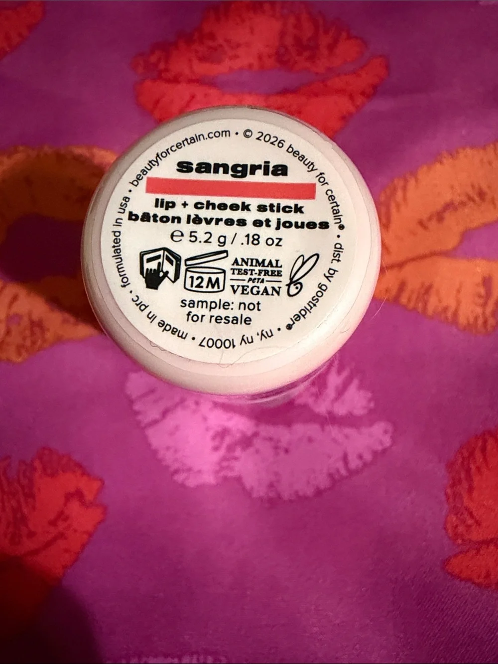 Beauty For Certain Sangria Lip + Cheek Stick. Sealed.